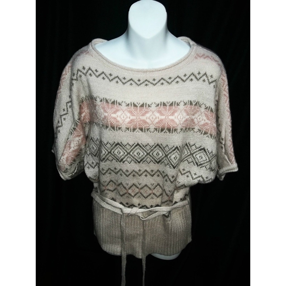 NWT "SWEATER PROJECT" SWEATER Beige Gold Boho‎ SMALL S